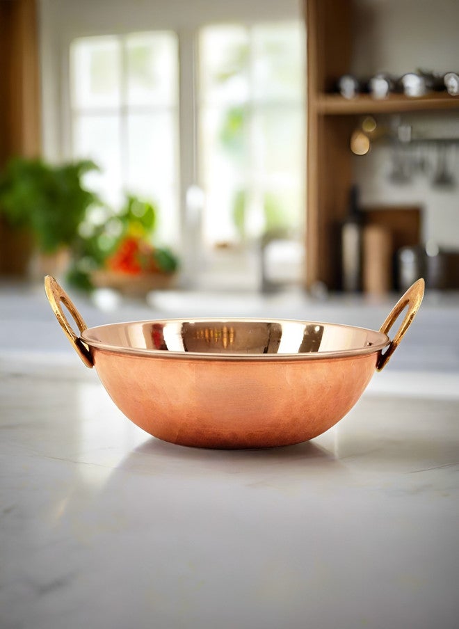 Nyra Kitchenware Copper-Toned & Steel Copper Dishwasher Safe Serving Kadhai - Image 4